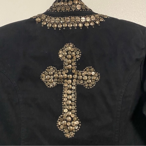 Gordon James Jacket Women’s Size Medium Black Studded Cross Blazer jacket - Picture 10 of 17